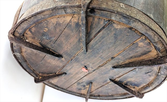 Antique Chinese Iron-Bound Wooden Grain Bucket — view 7