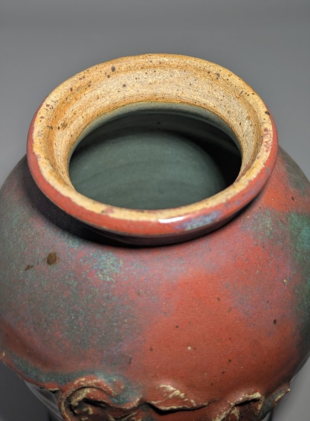 Studio Stoneware Vase with Applied Relief Decoration — view 3