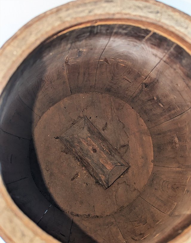 Antique Chinese Iron-Bound Wooden Grain Bucket — view 4
