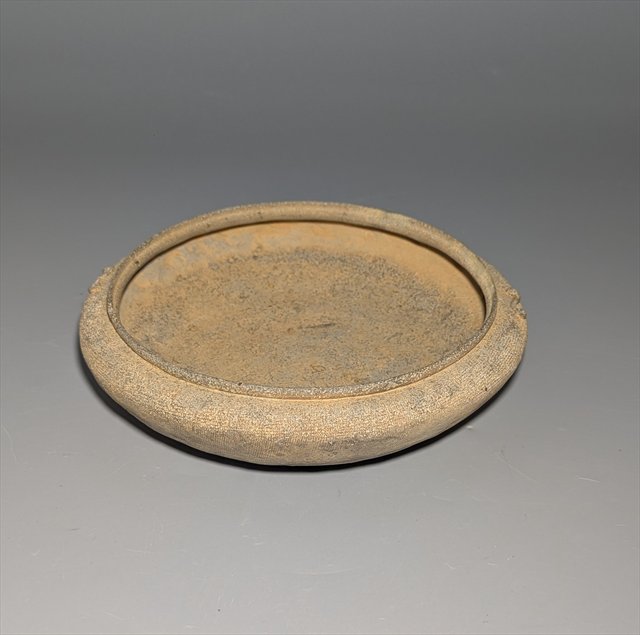 Chinese Textile-Impressed Stoneware Dish, — view 1