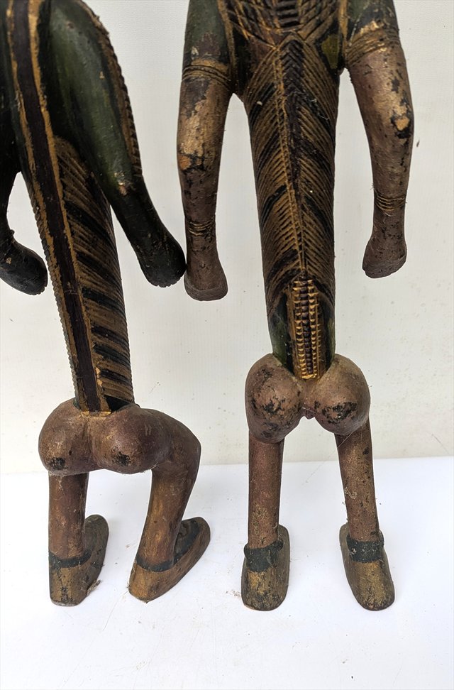 Pair of West African Polychrome Carved Wood Figures, Attributed to the Bamana, Mali — view 8