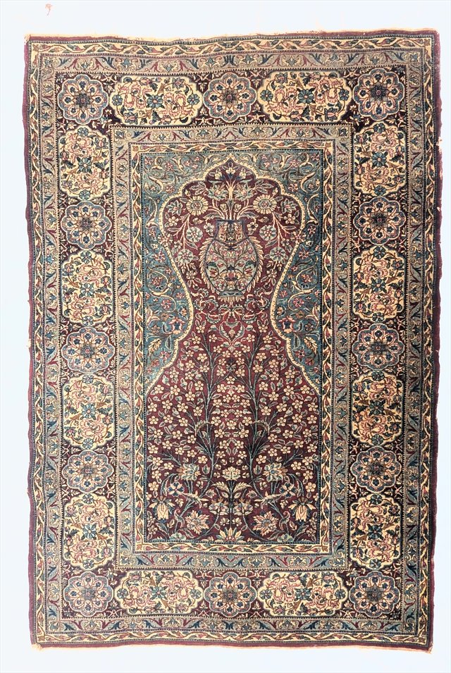 Persian Kashan or Isfahan Tree of Life Prayer Rug — view 1