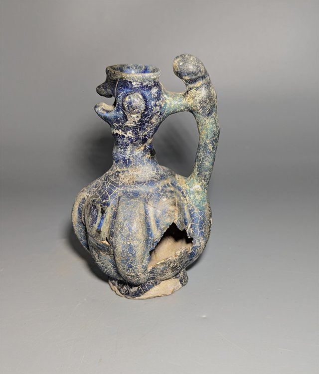 Persian Zoomorphic Blue-Glazed Ewer — view 3