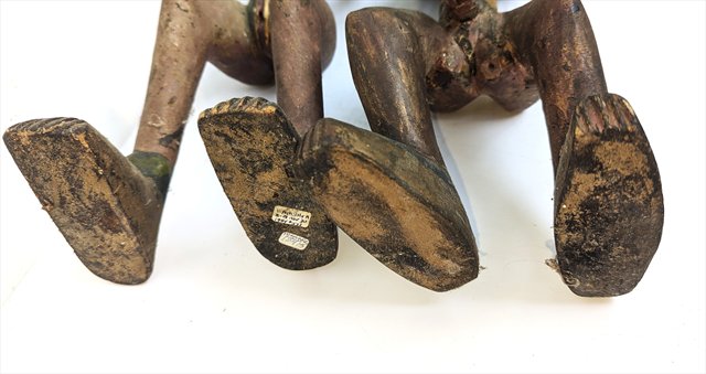 Pair of West African Polychrome Carved Wood Figures, Attributed to the Bamana, Mali — view 9