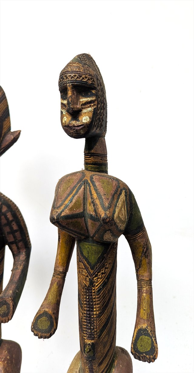 Pair of West African Polychrome Carved Wood Figures, Attributed to the Bamana, Mali — view 5