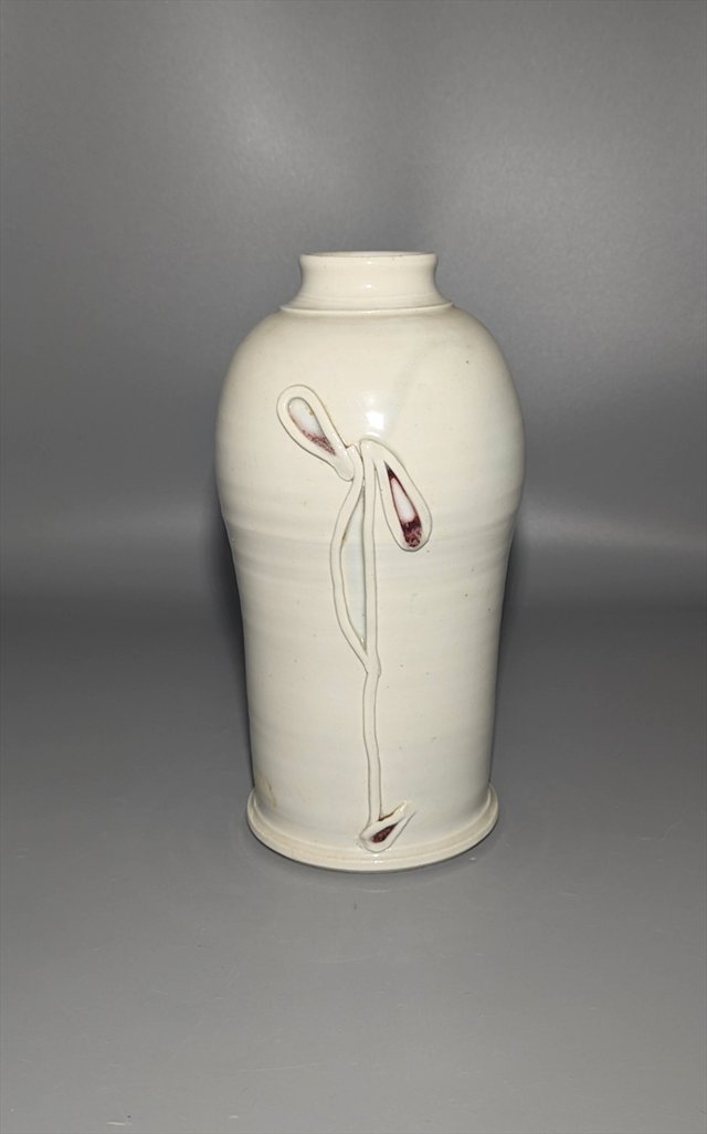 East Asian Studio Porcelain Vase with Applied Decoration — view 1
