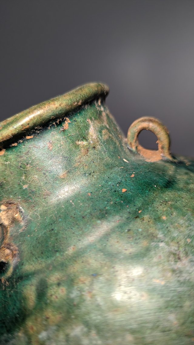 Attributed Chinese Green-Glazed Pottery Hu Jar, Han Dynasty — view 7
