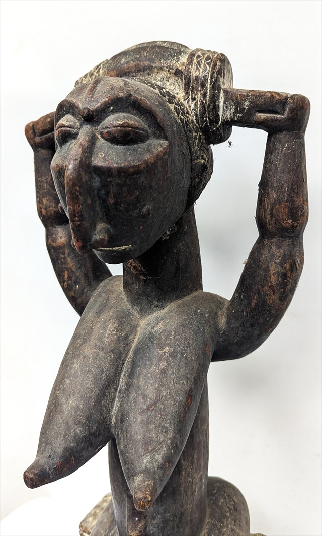 Attie Gwa Carved Wood Seated Female Figure, Cote d'Ivoire — view 4