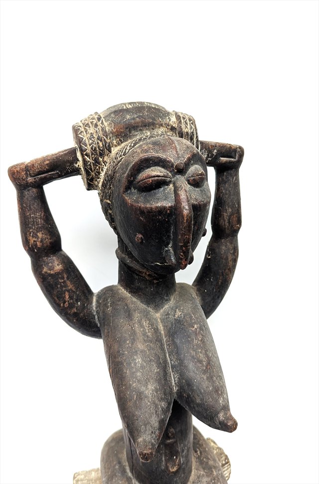 Attie Gwa Carved Wood Seated Female Figure, Cote d'Ivoire — view 3
