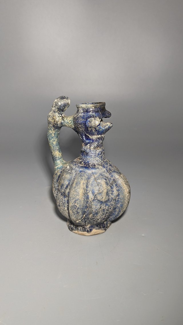 Persian Zoomorphic Blue-Glazed Ewer — view 4