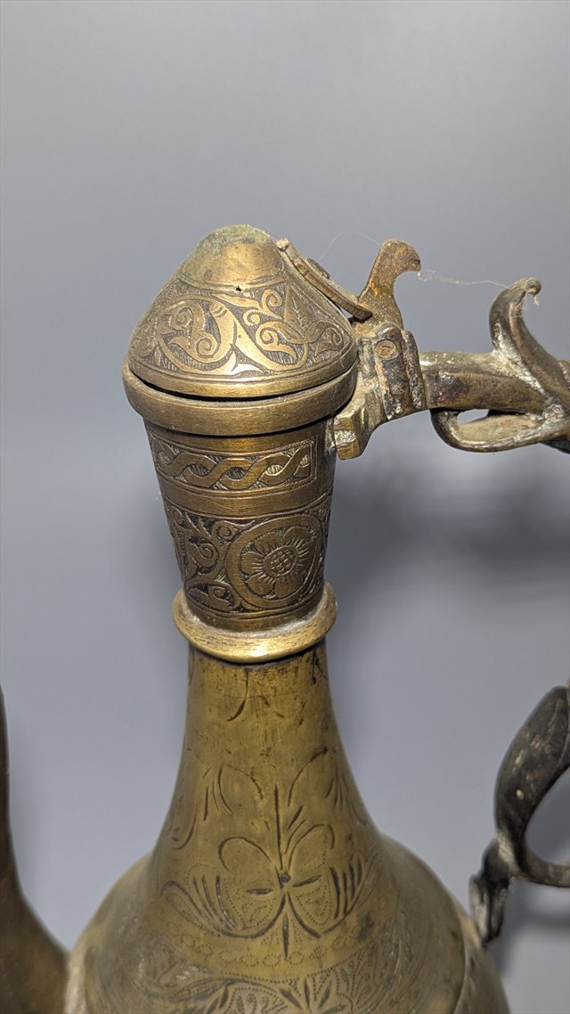 Indian Engraved Brass Aftaba Ewer, 18th-19th Century — view 3