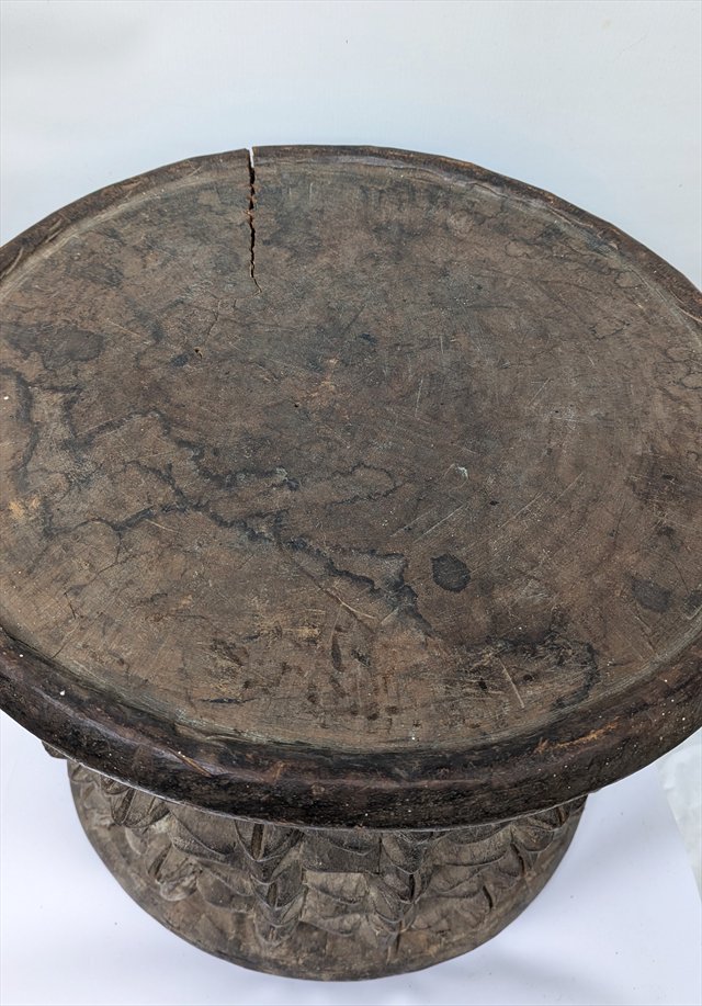 Large Cameroon Grasslands Bamileke Openwork Carved Stool — view 5