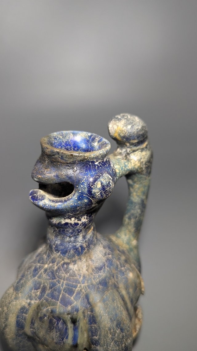 Persian Zoomorphic Blue-Glazed Ewer — view 7