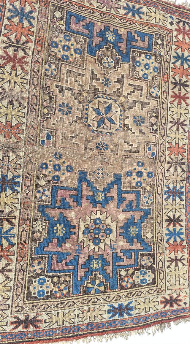 Antique Caucasian Shirvan-Style Hand-Knotted Wool Rug — view 3