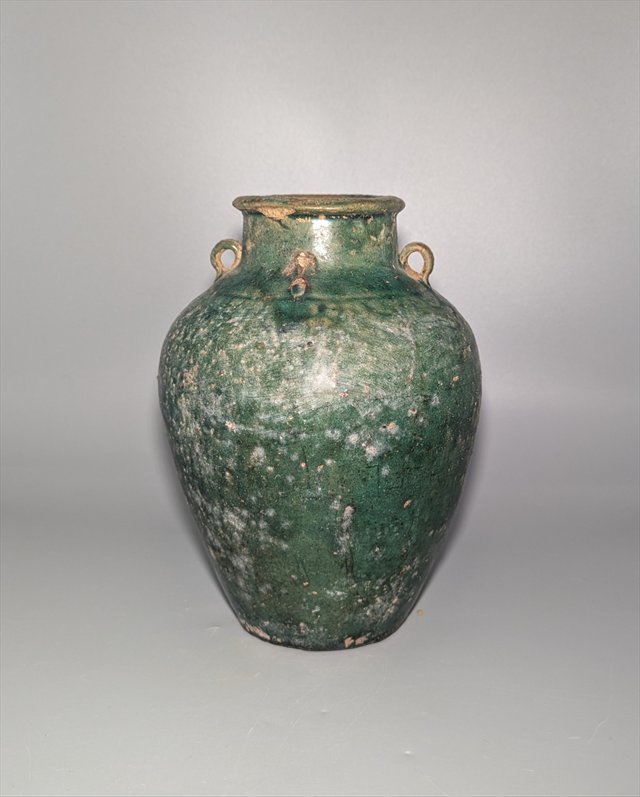 Attributed Chinese Green-Glazed Pottery Hu Jar, Han Dynasty — view 2