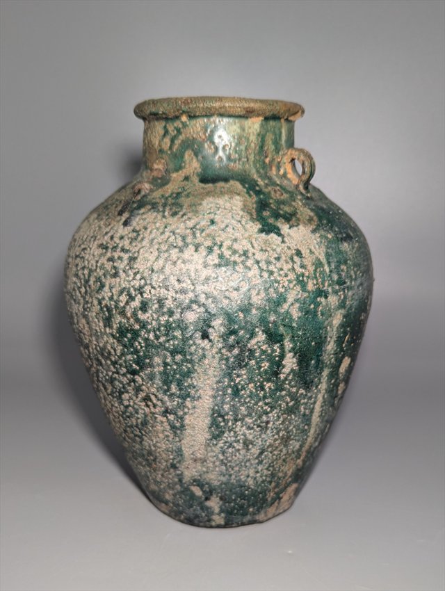 Attributed Chinese Green-Glazed Pottery Hu Jar, Han Dynasty — view 8