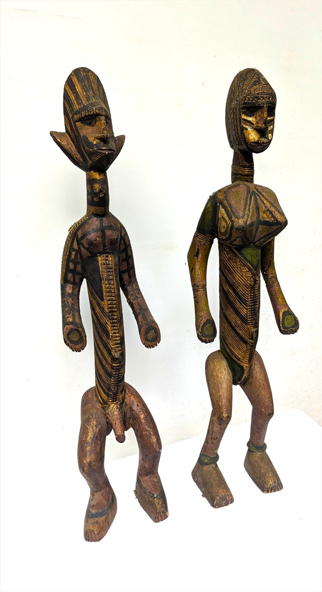 Pair of West African Polychrome Carved Wood Figures, Attributed to the Bamana, Mali — view 3