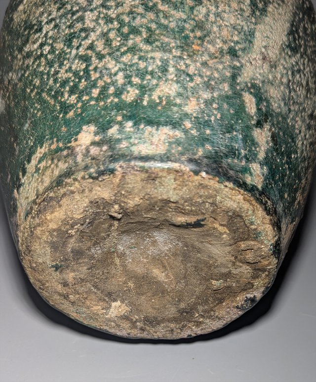Attributed Chinese Green-Glazed Pottery Hu Jar, Han Dynasty — view 12