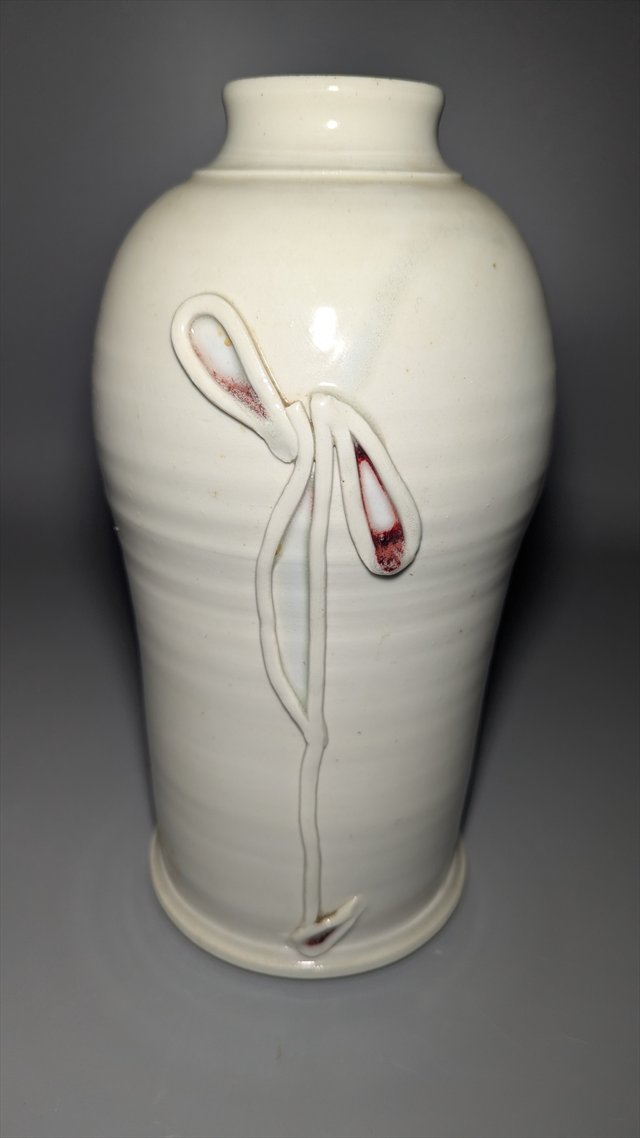 East Asian Studio Porcelain Vase with Applied Decoration — view 2