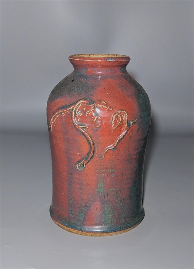 Studio Stoneware Vase with Applied Relief Decoration — view 1