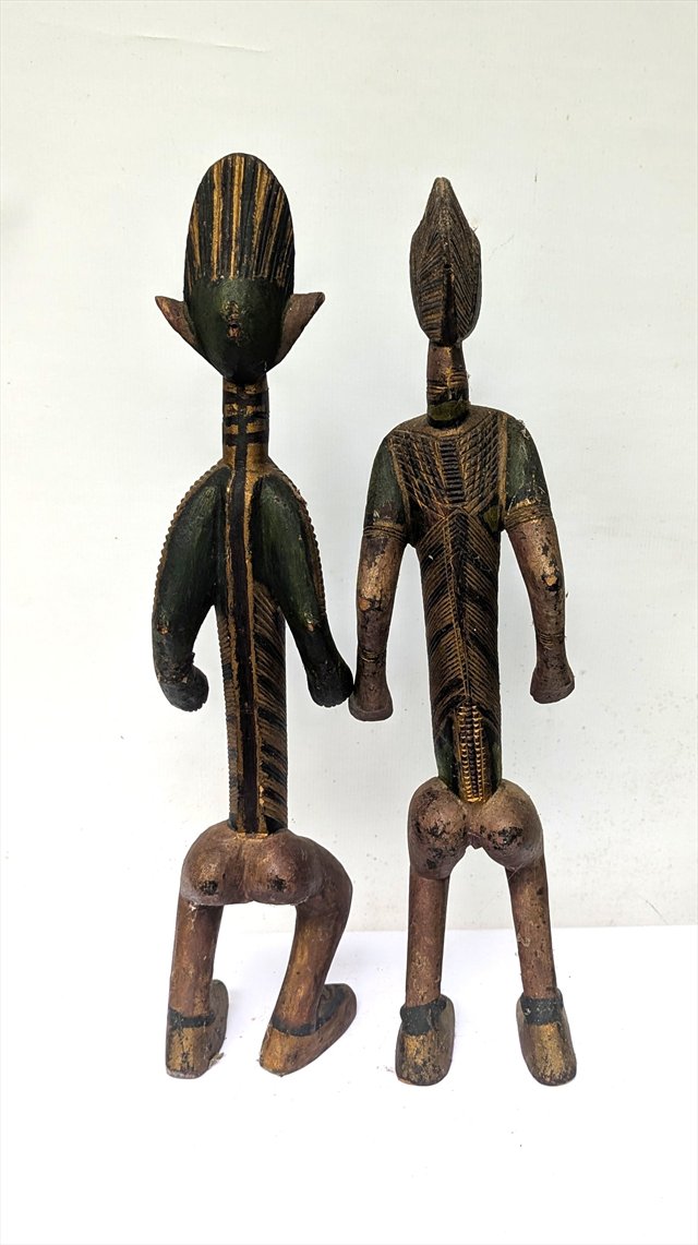 Pair of West African Polychrome Carved Wood Figures, Attributed to the Bamana, Mali — view 7