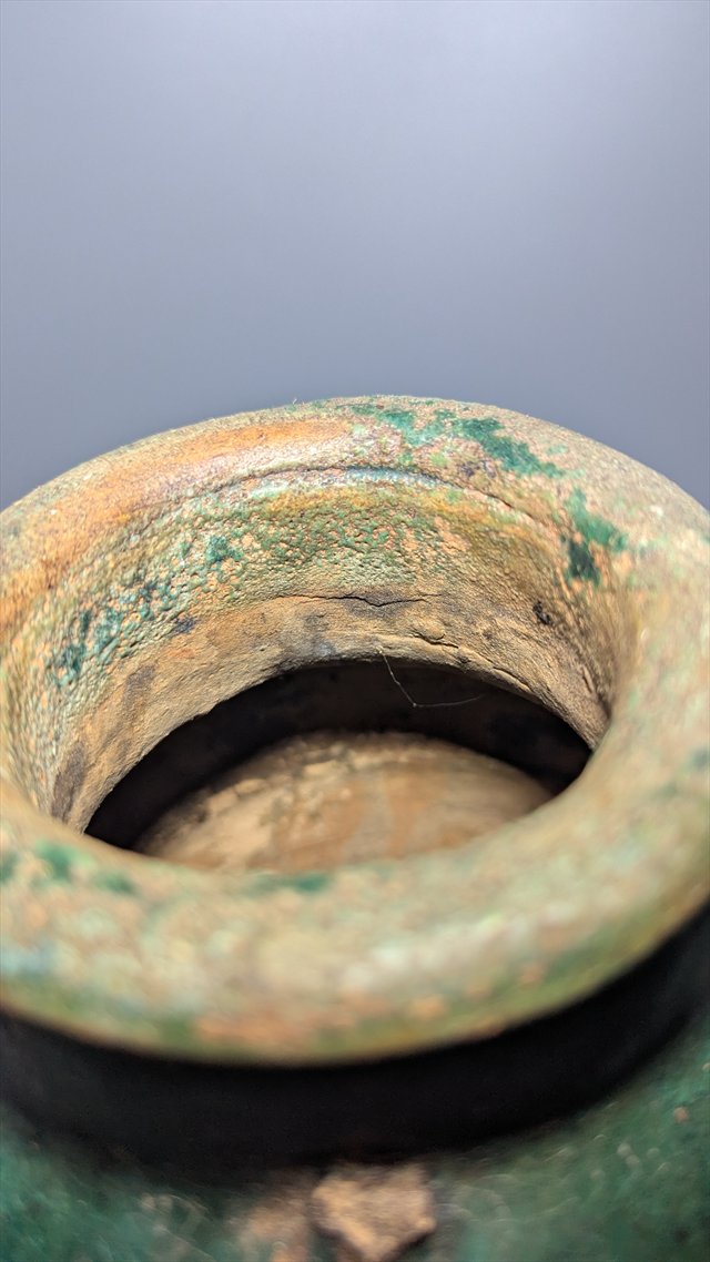 Attributed Chinese Green-Glazed Pottery Hu Jar, Han Dynasty — view 4