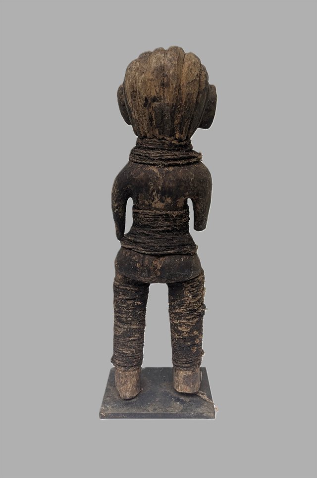 Tanzanian Carved Wood Female Figure with Fiber Bindings — view 4