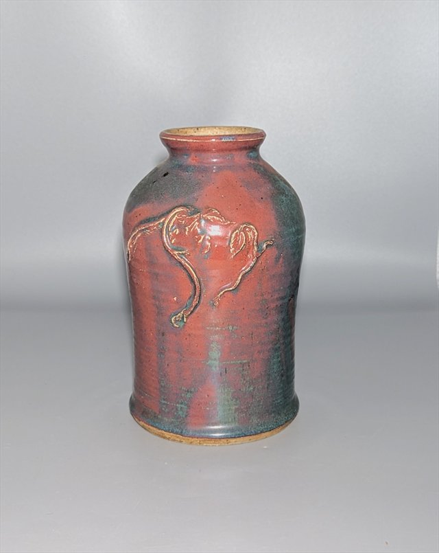 Studio Stoneware Vase with Applied Relief Decoration — view 2