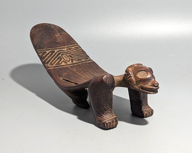 Taino Carved Wood Zoomorphic Duho Ceremonial Seat — view 3 of 5