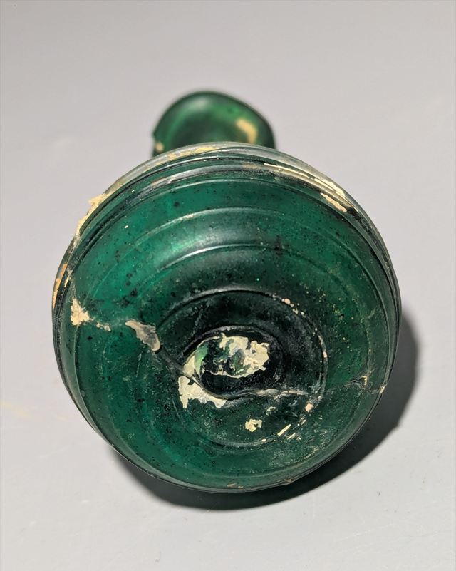 Roman or Late Roman Green Glass Bottle with Applied Spiral Trailing — view 4 of 5