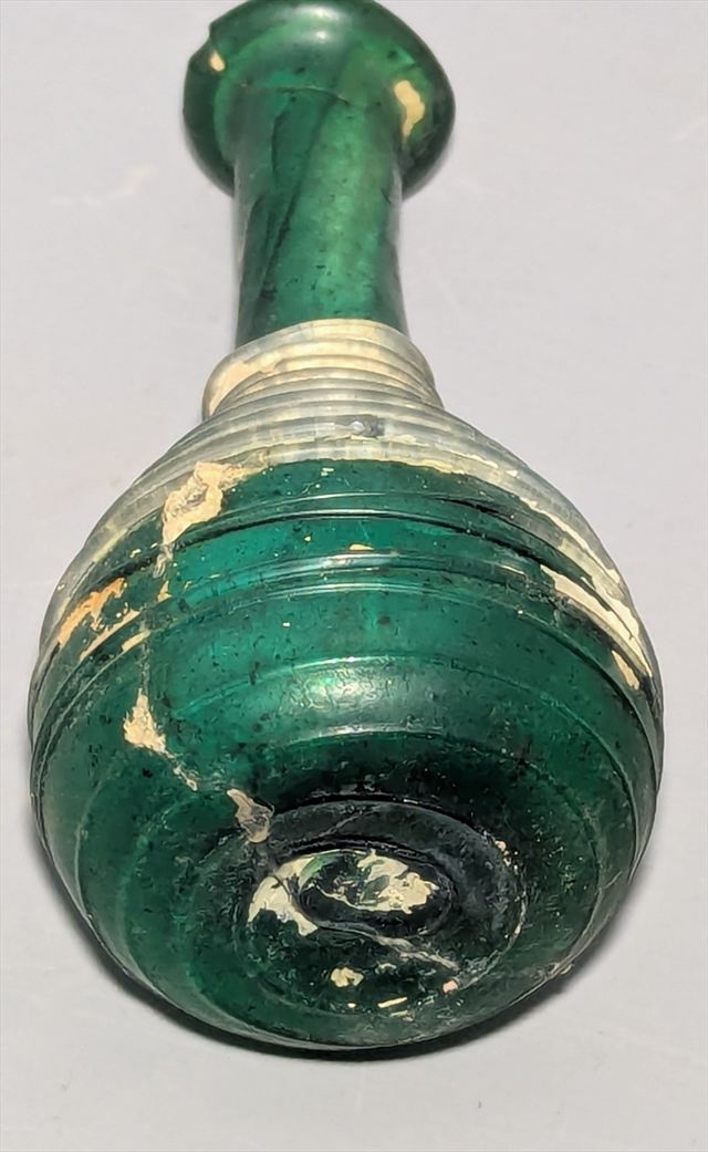 Roman or Late Roman Green Glass Bottle with Applied Spiral Trailing — view 5 of 5