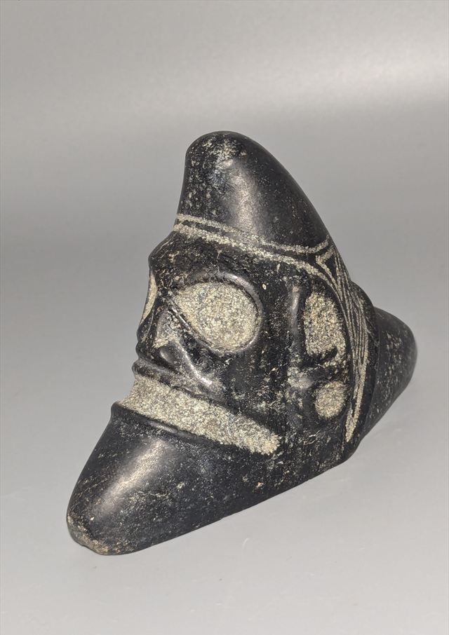Taíno Carved Black Stone Anthropomorphic Zemí Three-Pointer (Trigonolito), Greater Antilles — view 2 of 5