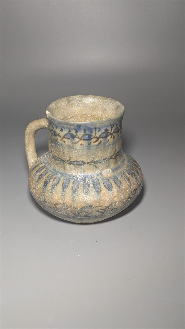 Persian Blue and Black Underglaze Fritware Jug, Probably Kashan, 13th Century — view 2 of 5