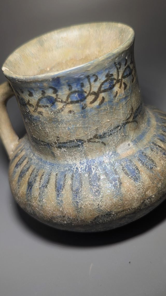 Persian Blue and Black Underglaze Fritware Jug, Probably Kashan, 13th Century — view 3 of 5