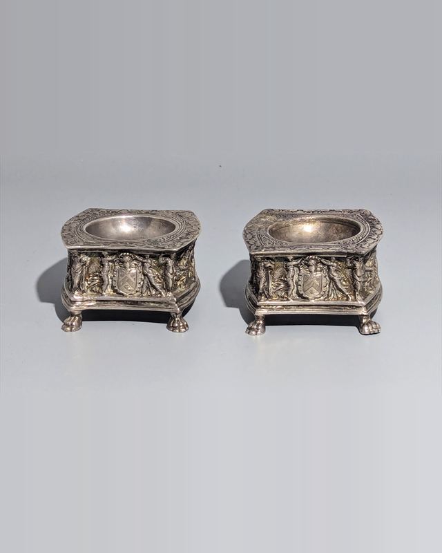 Pair of Hanau Renaissance Revival Silver Figural Salts — view 1 of 5