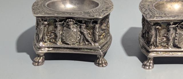 Pair of Hanau Renaissance Revival Silver Figural Salts — view 3 of 5