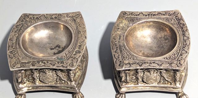 Pair of Hanau Renaissance Revival Silver Figural Salts — view 4 of 5