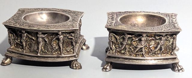Pair of Hanau Renaissance Revival Silver Figural Salts — view 5 of 5